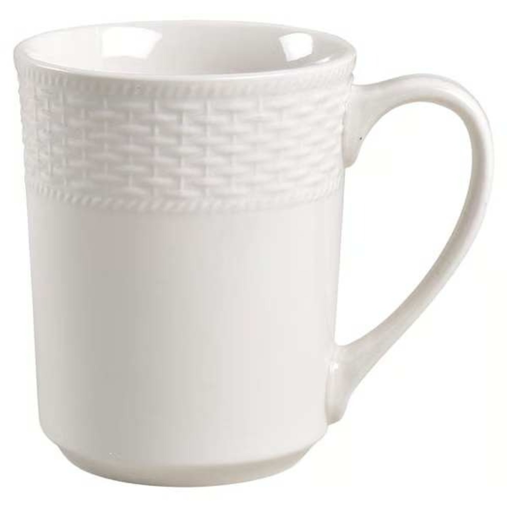 Tabletops Unlimited Mug Unisex OS White Basketweave Embossed Ceramic Coffee Cup